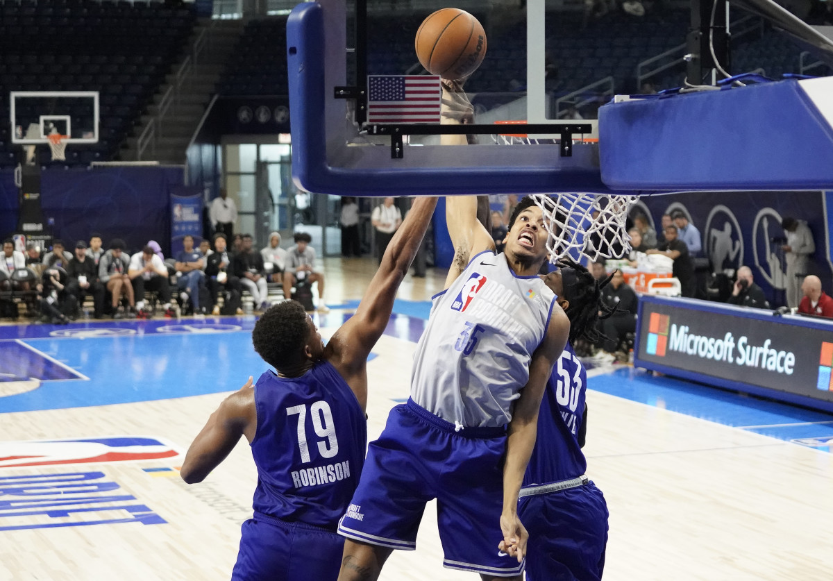 Josh Minott (35) participates in the 2022 NBA Draft Combine at Wintrust Arena.